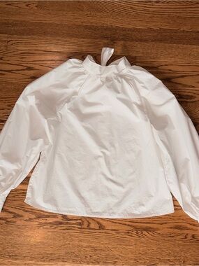 INC International Concepts White Cotton Blouse with Tie Detail